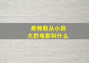 希特勒从小到大的电影叫什么