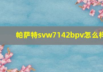 帕萨特svw7142bpv怎么样