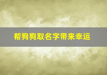 帮狗狗取名字带来幸运