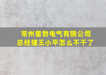 常州雷勃电气有限公司总经理王小平怎么不干了