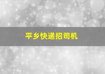 平乡快递招司机