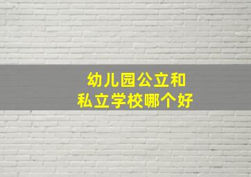 幼儿园公立和私立学校哪个好