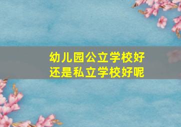 幼儿园公立学校好还是私立学校好呢