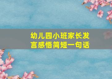 幼儿园小班家长发言感悟简短一句话