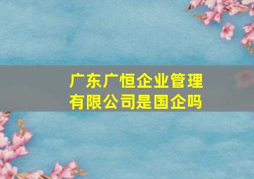 广东广恒企业管理有限公司是国企吗