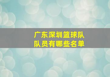 广东深圳篮球队队员有哪些名单