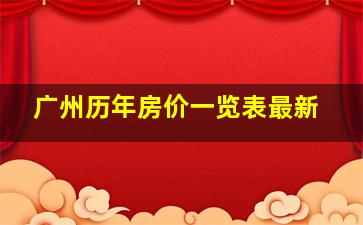 广州历年房价一览表最新