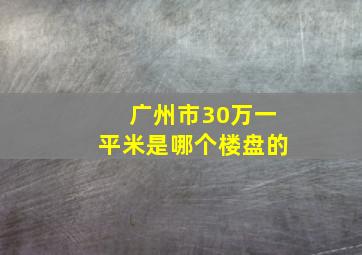 广州市30万一平米是哪个楼盘的