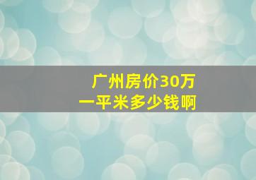 广州房价30万一平米多少钱啊