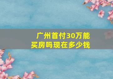 广州首付30万能买房吗现在多少钱