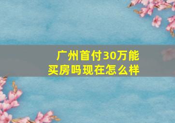 广州首付30万能买房吗现在怎么样