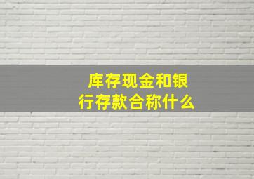 库存现金和银行存款合称什么