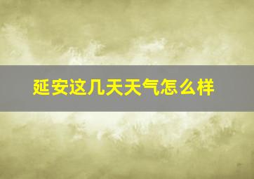 延安这几天天气怎么样