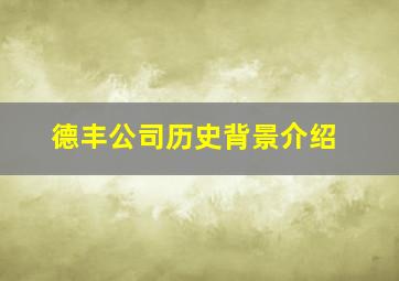 德丰公司历史背景介绍