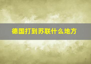 德国打到苏联什么地方