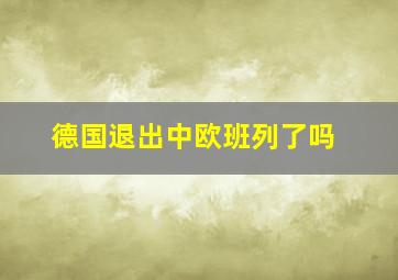 德国退出中欧班列了吗