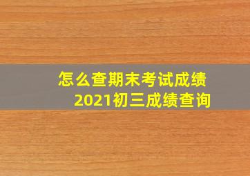 怎么查期末考试成绩2021初三成绩查询