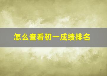 怎么查看初一成绩排名