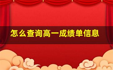 怎么查询高一成绩单信息