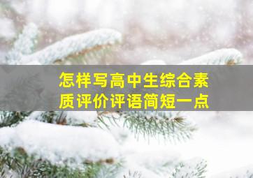 怎样写高中生综合素质评价评语简短一点