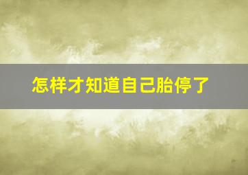 怎样才知道自己胎停了