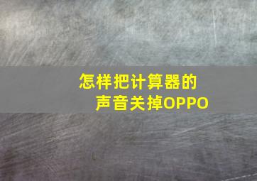 怎样把计算器的声音关掉OPPO