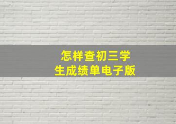 怎样查初三学生成绩单电子版