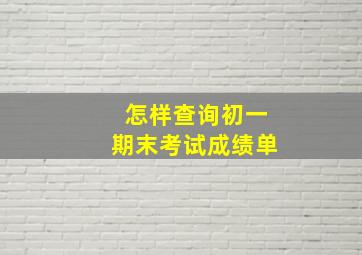 怎样查询初一期末考试成绩单