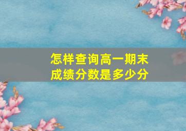 怎样查询高一期末成绩分数是多少分