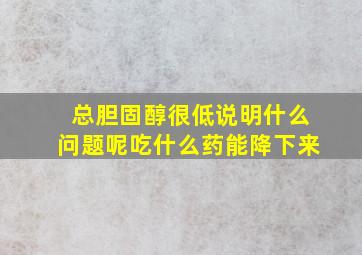 总胆固醇很低说明什么问题呢吃什么药能降下来