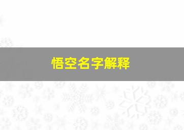 悟空名字解释