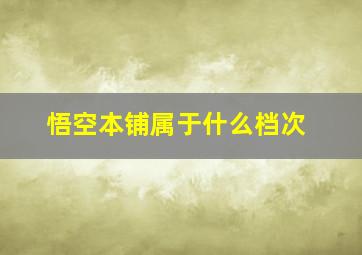 悟空本铺属于什么档次