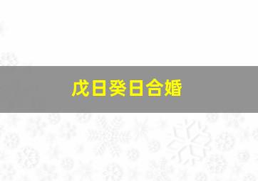 戊日癸日合婚