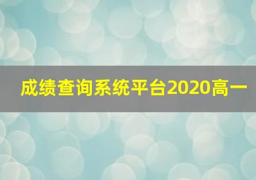 成绩查询系统平台2020高一