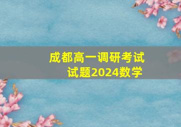 成都高一调研考试试题2024数学