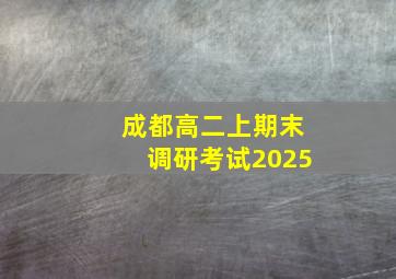 成都高二上期末调研考试2025