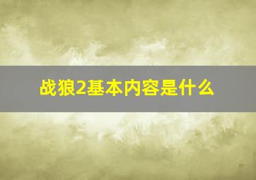 战狼2基本内容是什么