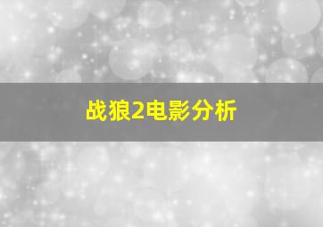 战狼2电影分析