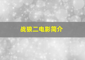 战狼二电影简介