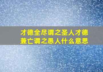 才德全尽谓之圣人才德兼亡谓之愚人什么意思