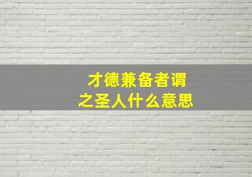 才德兼备者谓之圣人什么意思