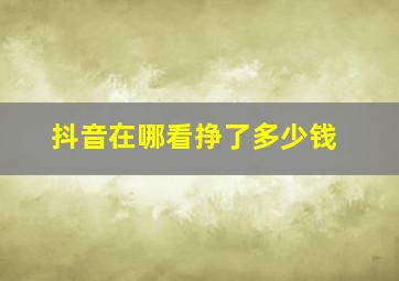 抖音在哪看挣了多少钱