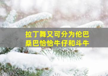 拉丁舞又可分为伦巴桑巴恰恰牛仔和斗牛