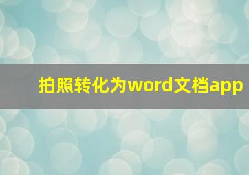 拍照转化为word文档app