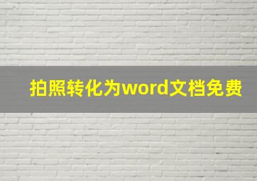 拍照转化为word文档免费