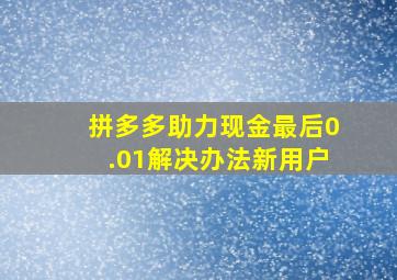 拼多多助力现金最后0.01解决办法新用户