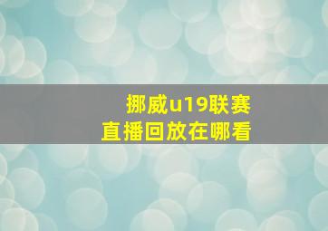 挪威u19联赛直播回放在哪看