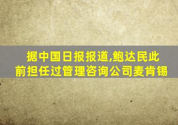 据中国日报报道,鲍达民此前担任过管理咨询公司麦肯锡