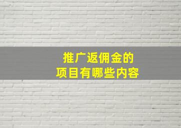 推广返佣金的项目有哪些内容