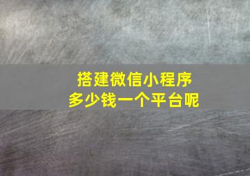 搭建微信小程序多少钱一个平台呢